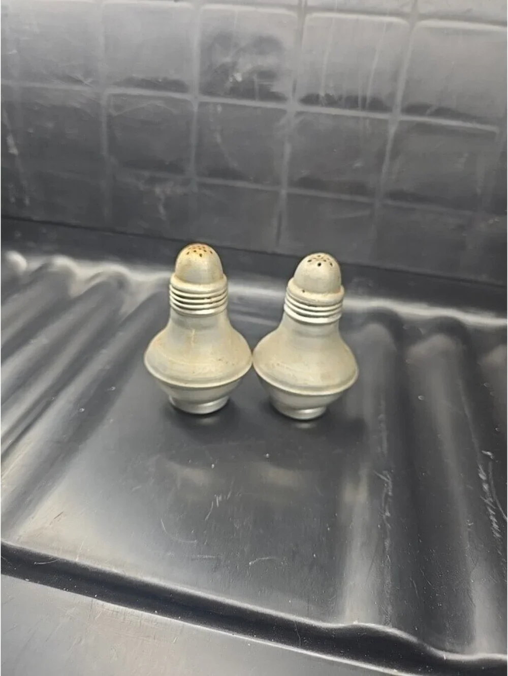 Vintage Aluminum Weighted Salt & Pepper Shakers 3” Tall